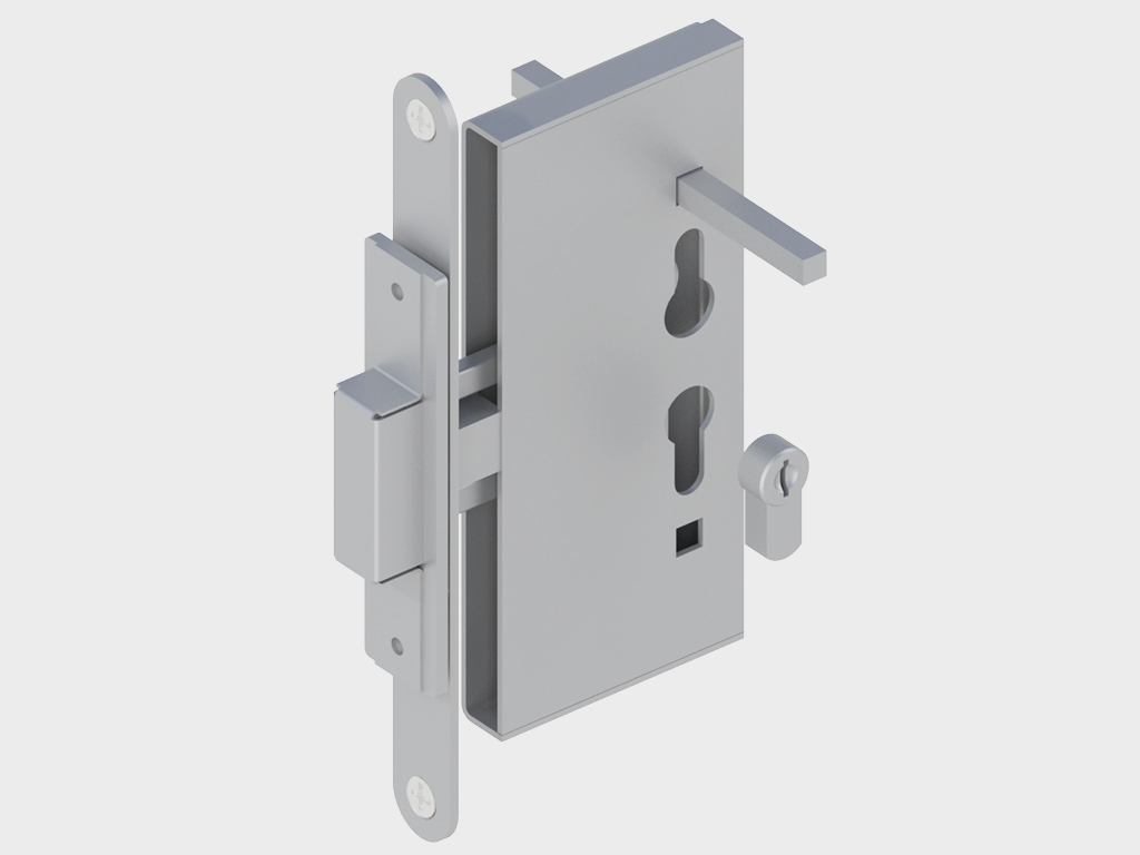 Врезной замок с ответной частью.